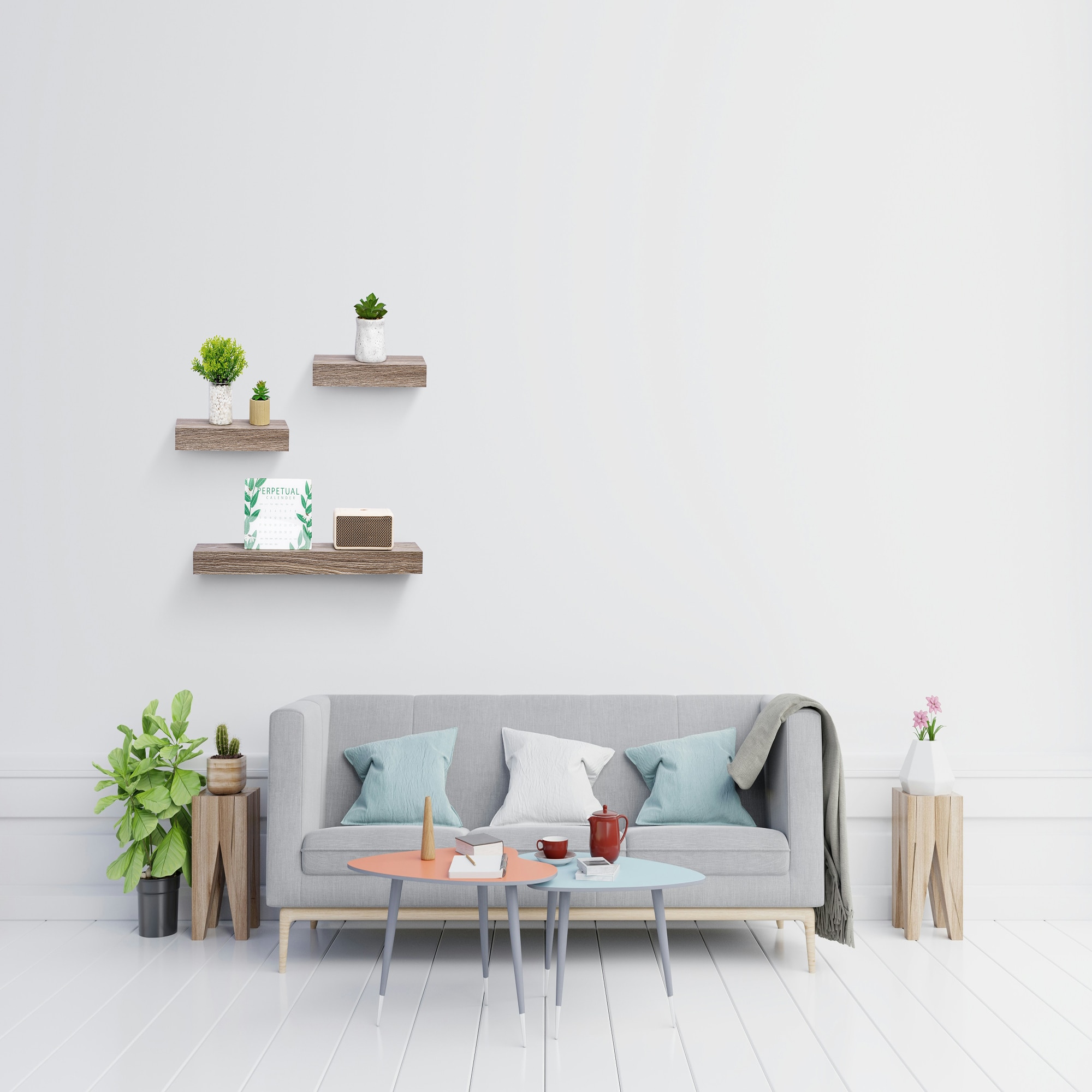 Floating Shelves 23.6" Wall Mounted Wood Shelves For Bathroom, Bedroom, Living Room, Kitchen, Hanging Shelf For Books/Storage/Decor With Invisible Brackets, Maple Light Gray_maomaolike.com